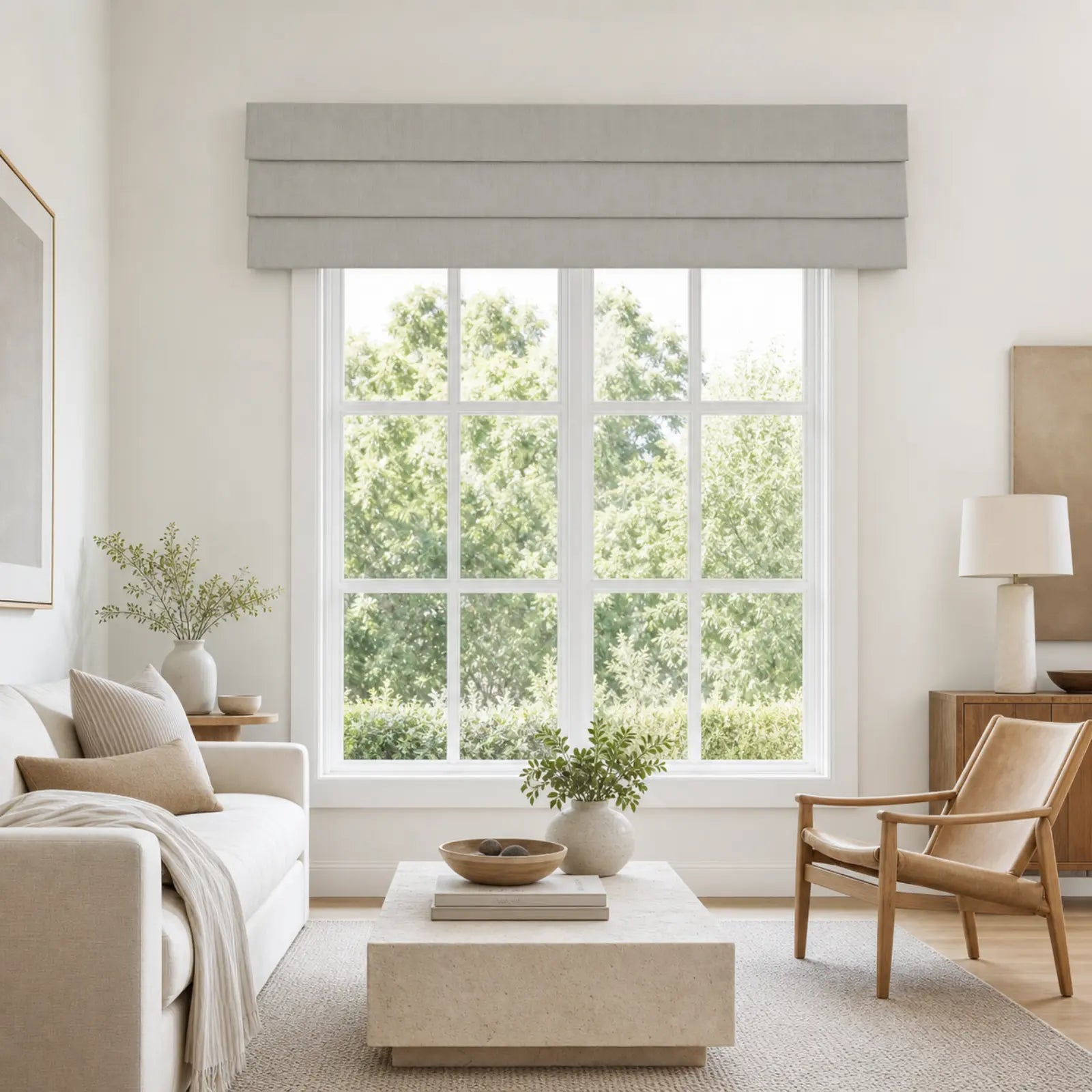 TWOPAGES Liz Linen Board Mounted Hobbled Roman Valance