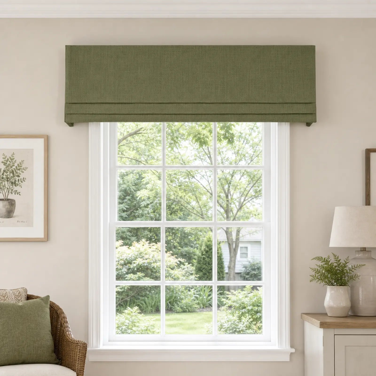 TWOPAGES Liz Linen Board Mounted Flat Roman Valance