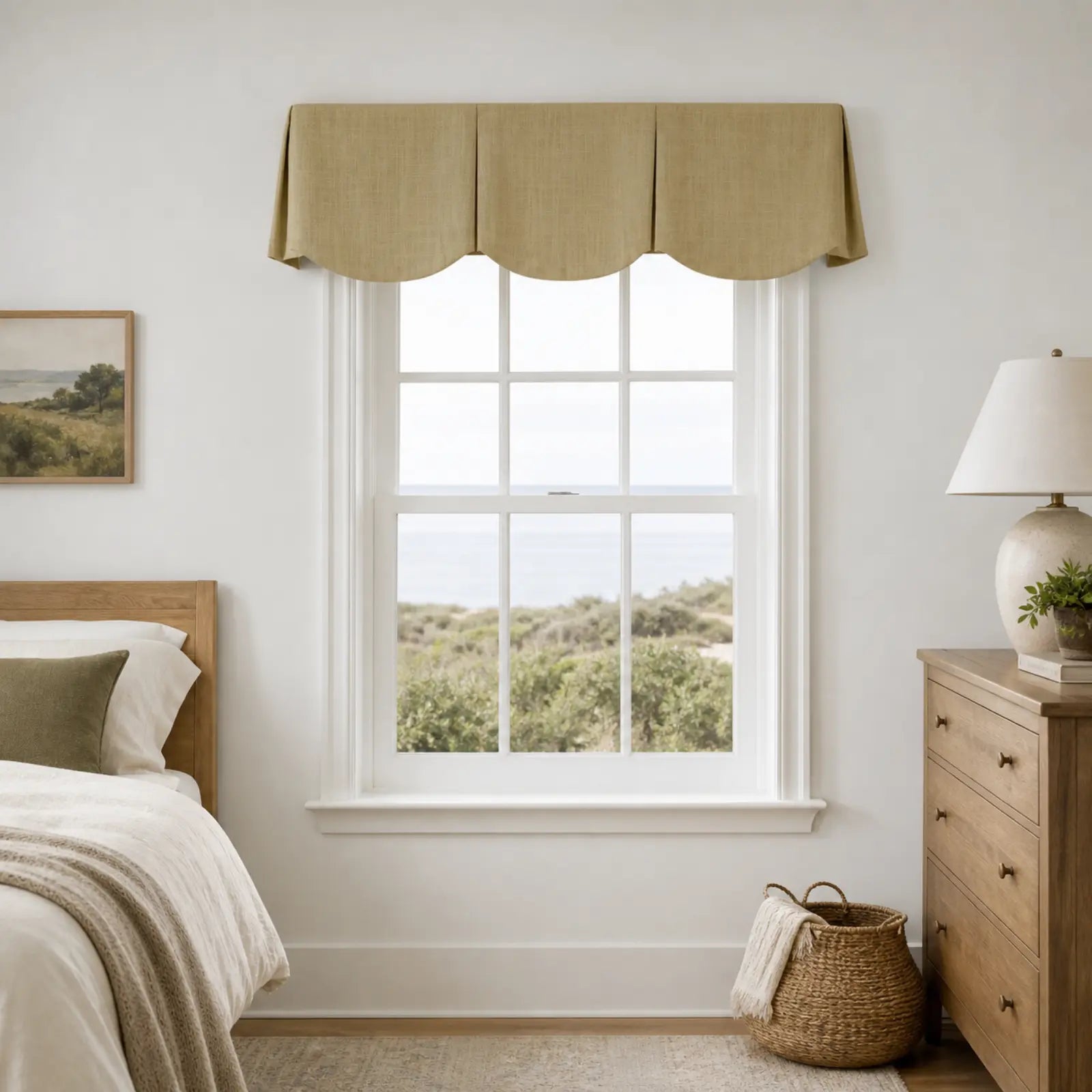 TWOPAGES Liz Linen Board Mounted Scalloped Valance