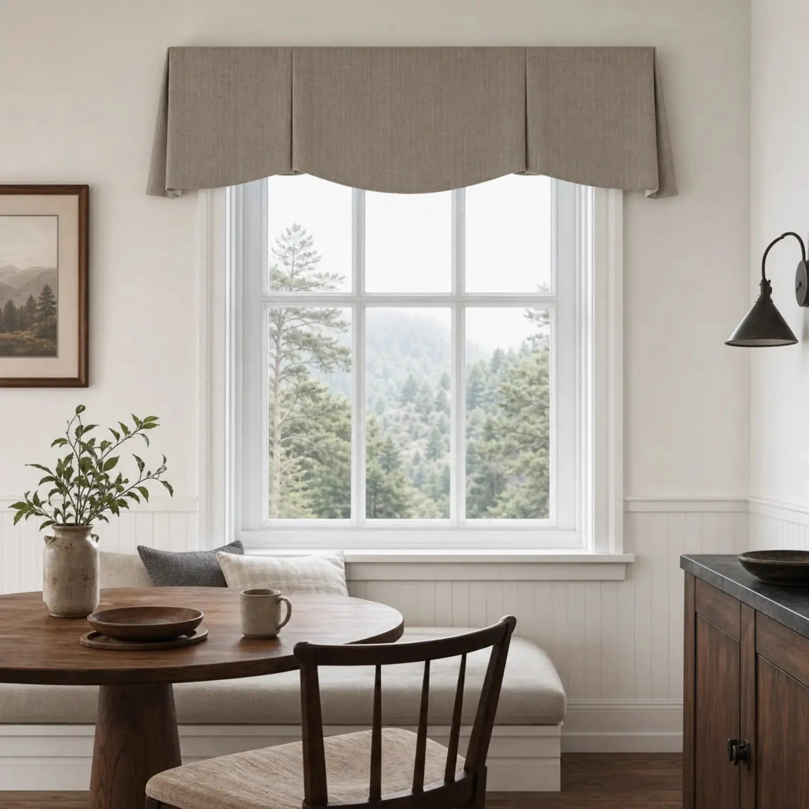 TWOPAGES Liz Linen Board Mounted Shaped Valance