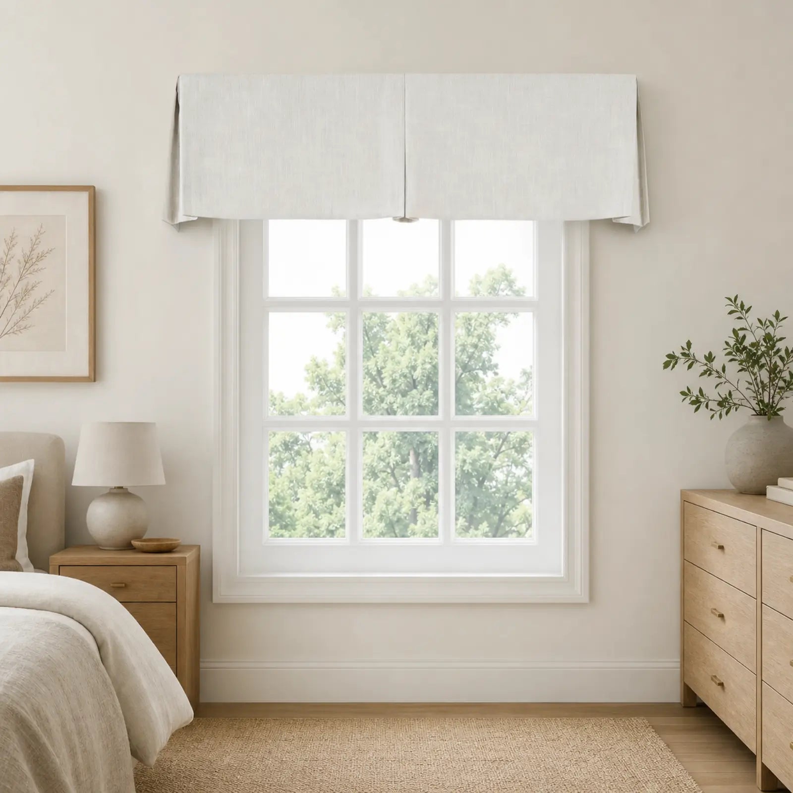 TWOPAGES Liz Linen Board Mounted Center Pleated Valance