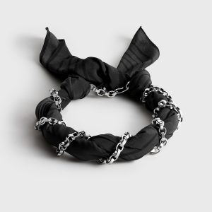 Toteme Studio Silk scarf collar faded black/black/silver