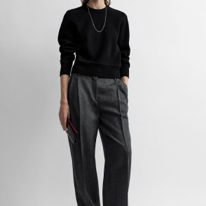 Toteme Studio Herringbone double-pleat trousers grey melange
