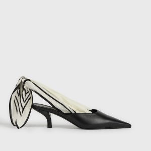 Toteme Studio Scarf nappa slingbacks black/ecru