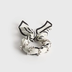 Toteme Studio Silk scarf bracelet ecru/black/silver