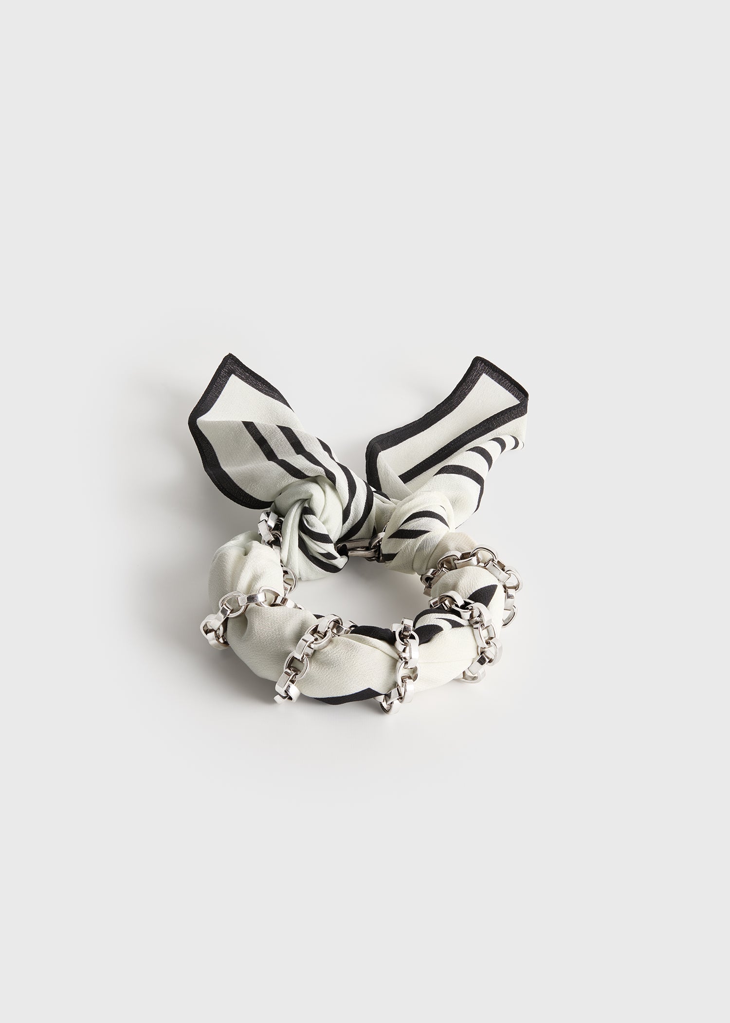 Toteme Studio Silk scarf bracelet ecru/black/silver