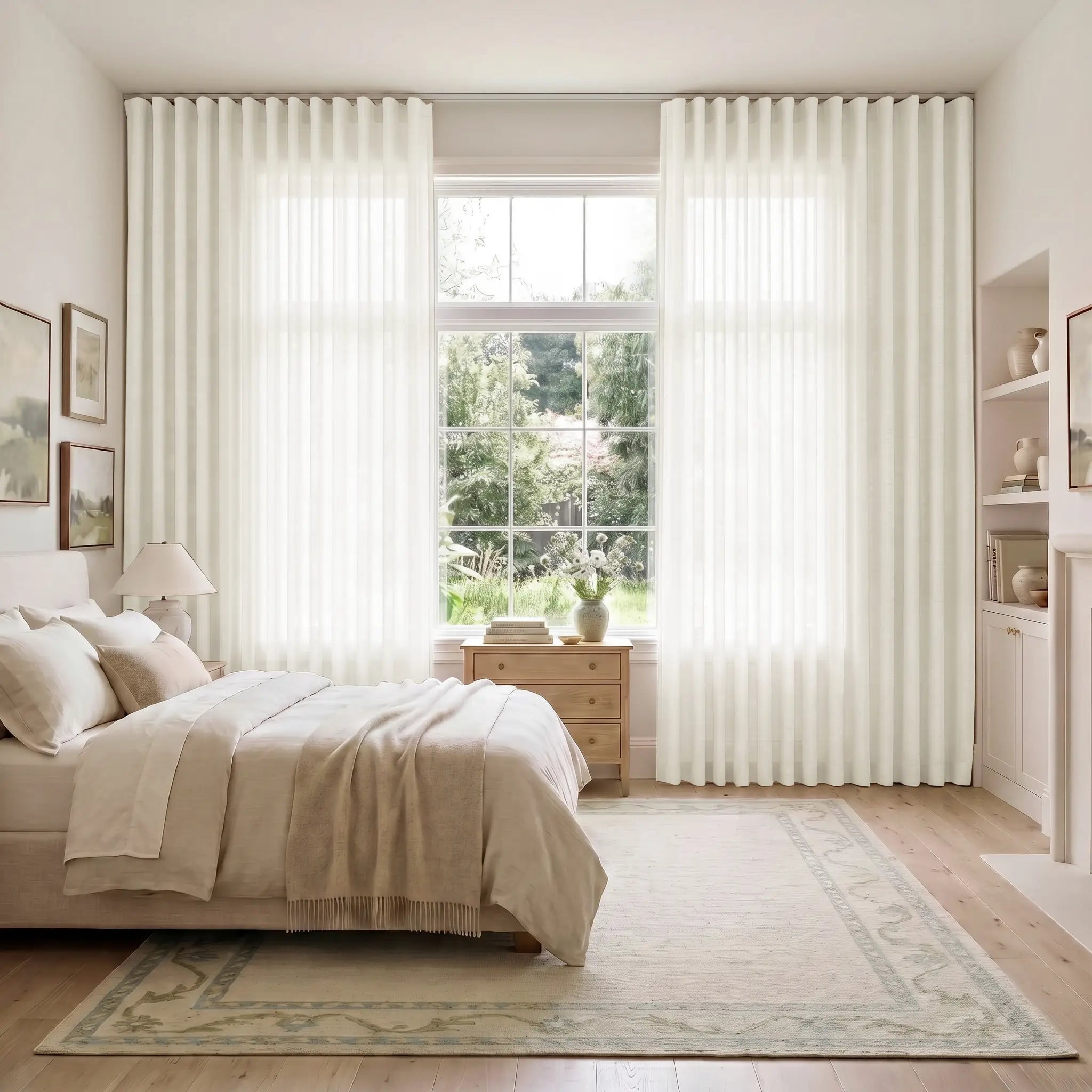 TWOPAGES Liz Linen Ripple Fold Curtain with Belt Hook - Leo Track