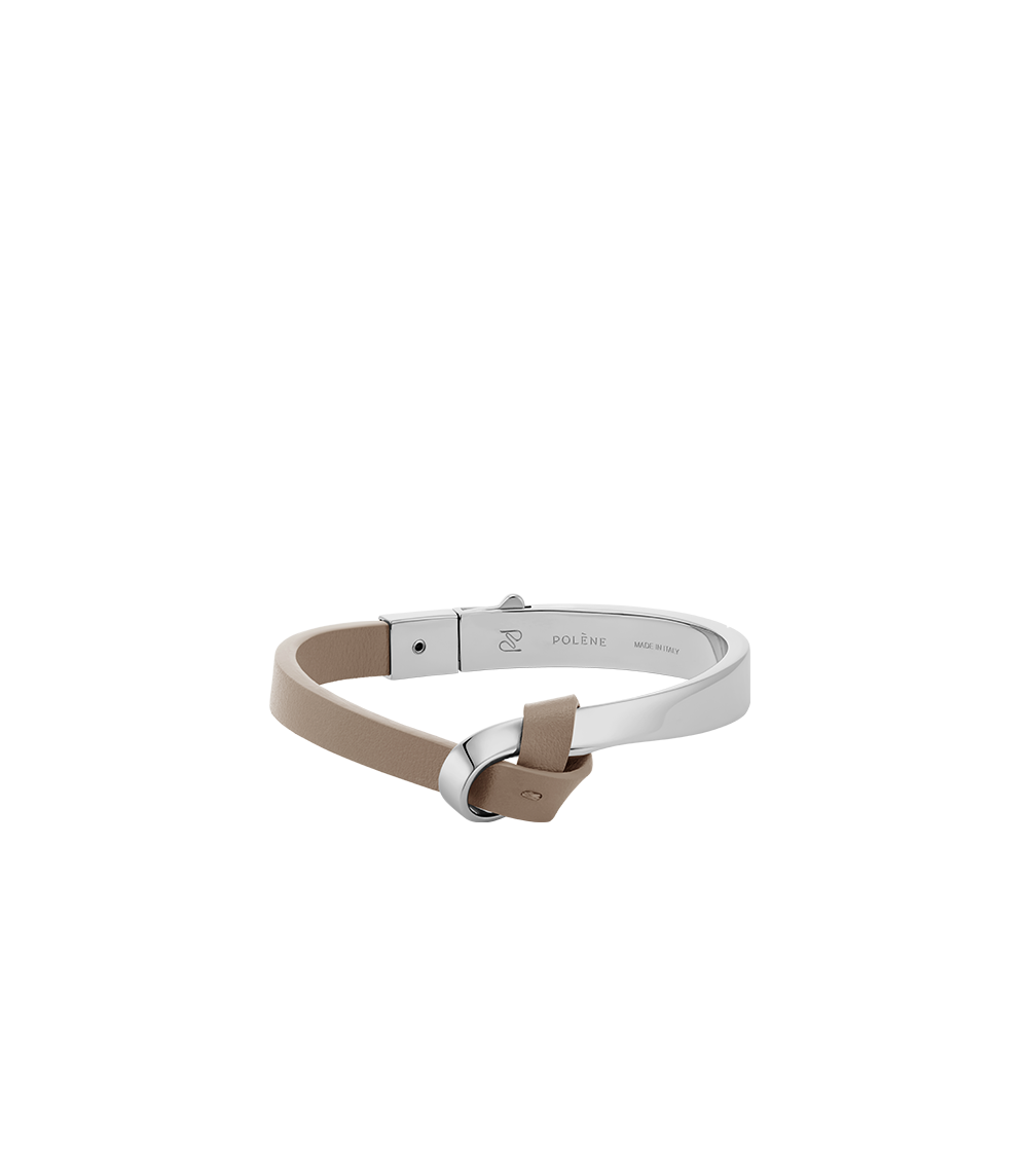 Polene Paris Jonc Ormé - Argentée Cuir Taupe