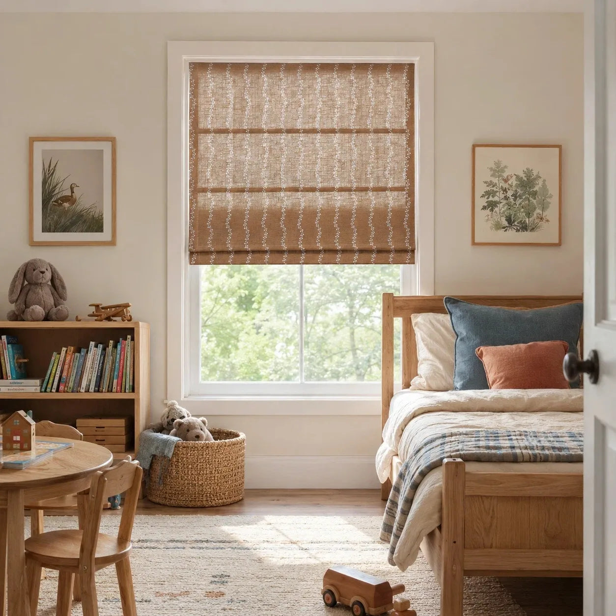 Brexton Cole x TWOPAGES Print Cotton Blend Roman Shade Cordless