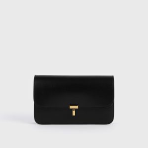 Toteme Studio T-lock leather crossbody black
