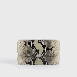 Toteme Studio T-lock python-embossed crossbody black/ecru