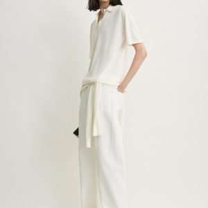 Toteme Studio Wool-silk polo shirt white petite