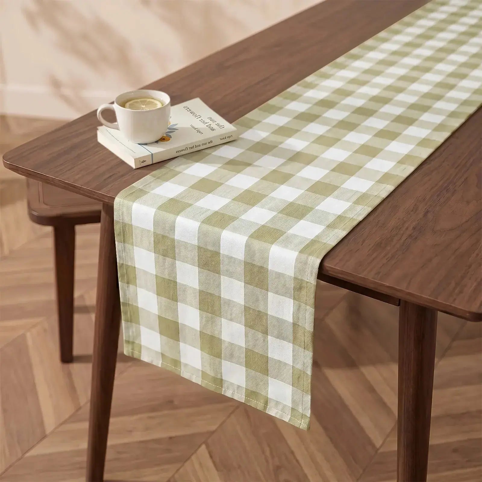 TWOPAGES Celia Striped Plaid Table Runner
