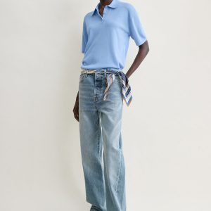 Toteme Studio Wool-silk polo shirt blue