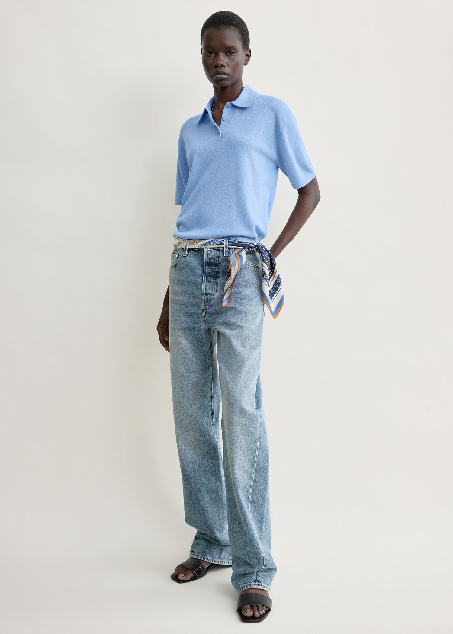 Toteme Studio Wool-silk polo shirt blue