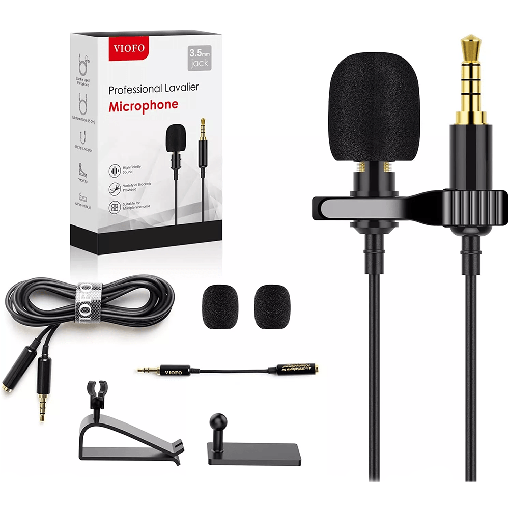VIOFO Universal Professional Lavalier Microphone Omnidirectional Mic for Smartphone, PC, Laptop,