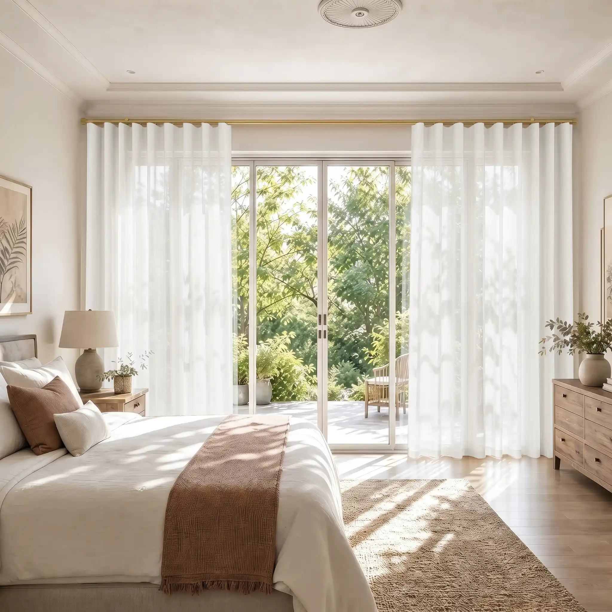 TWOPAGES Flynn Sheer Ripple Fold Curtain with Belt Hook - Cato Traverse Rod