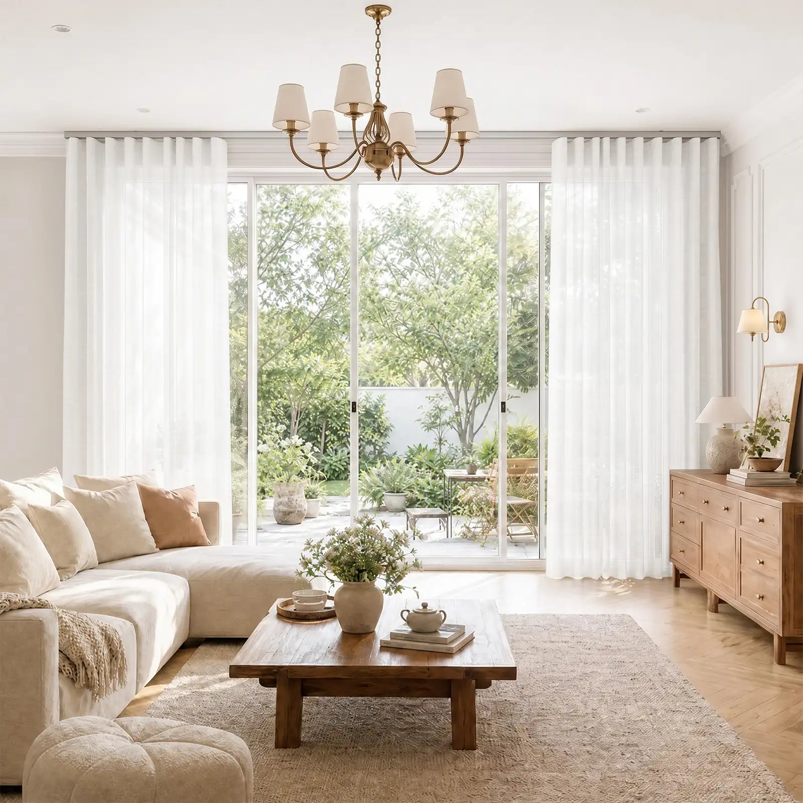 TWOPAGES Flynn Sheer Ripple Fold Drapery with Belt Hook - Lora Track
