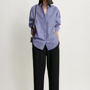 Toteme Studio Oversized striped shirt ink/pink petite