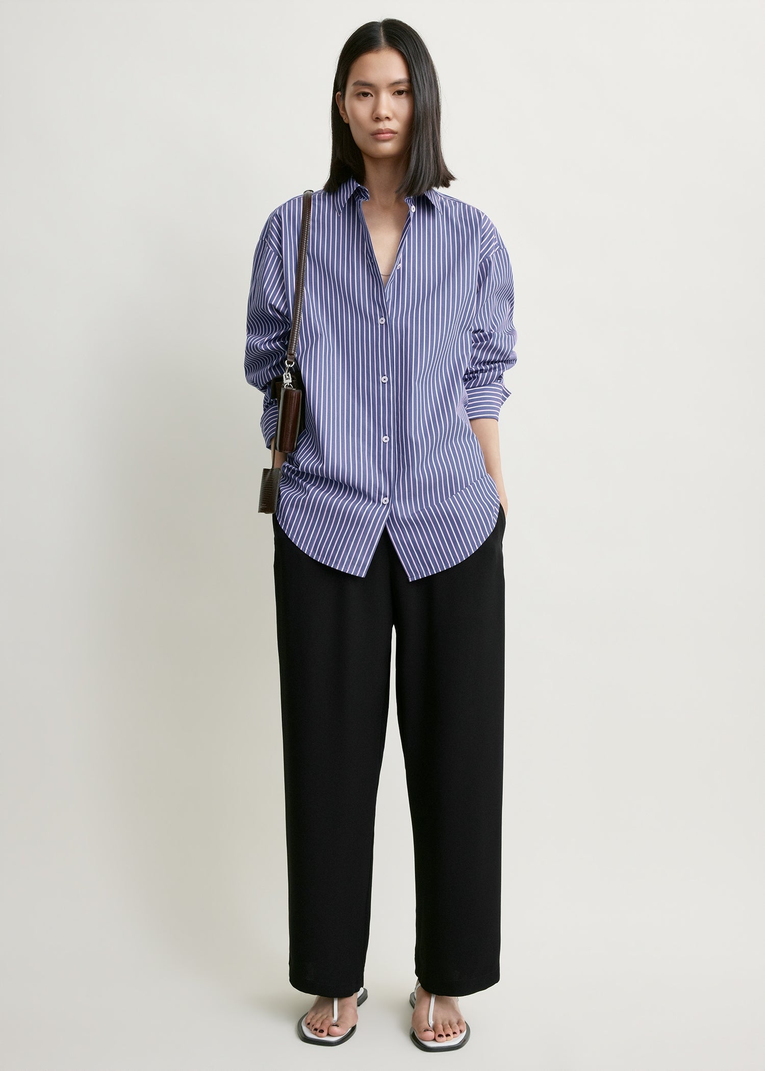 Toteme Studio Oversized striped shirt ink/pink petite