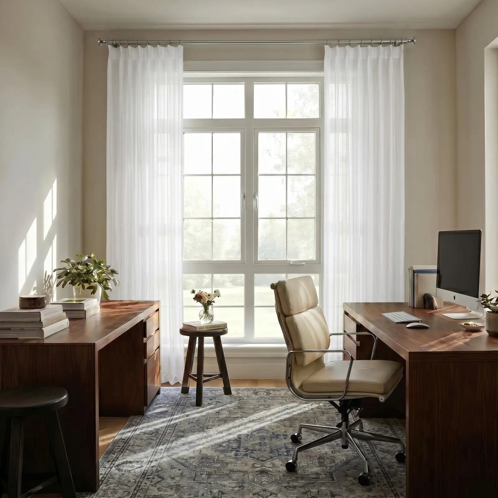 TWOPAGES REGAL Flame Retardant Sheer Curtain Pleated