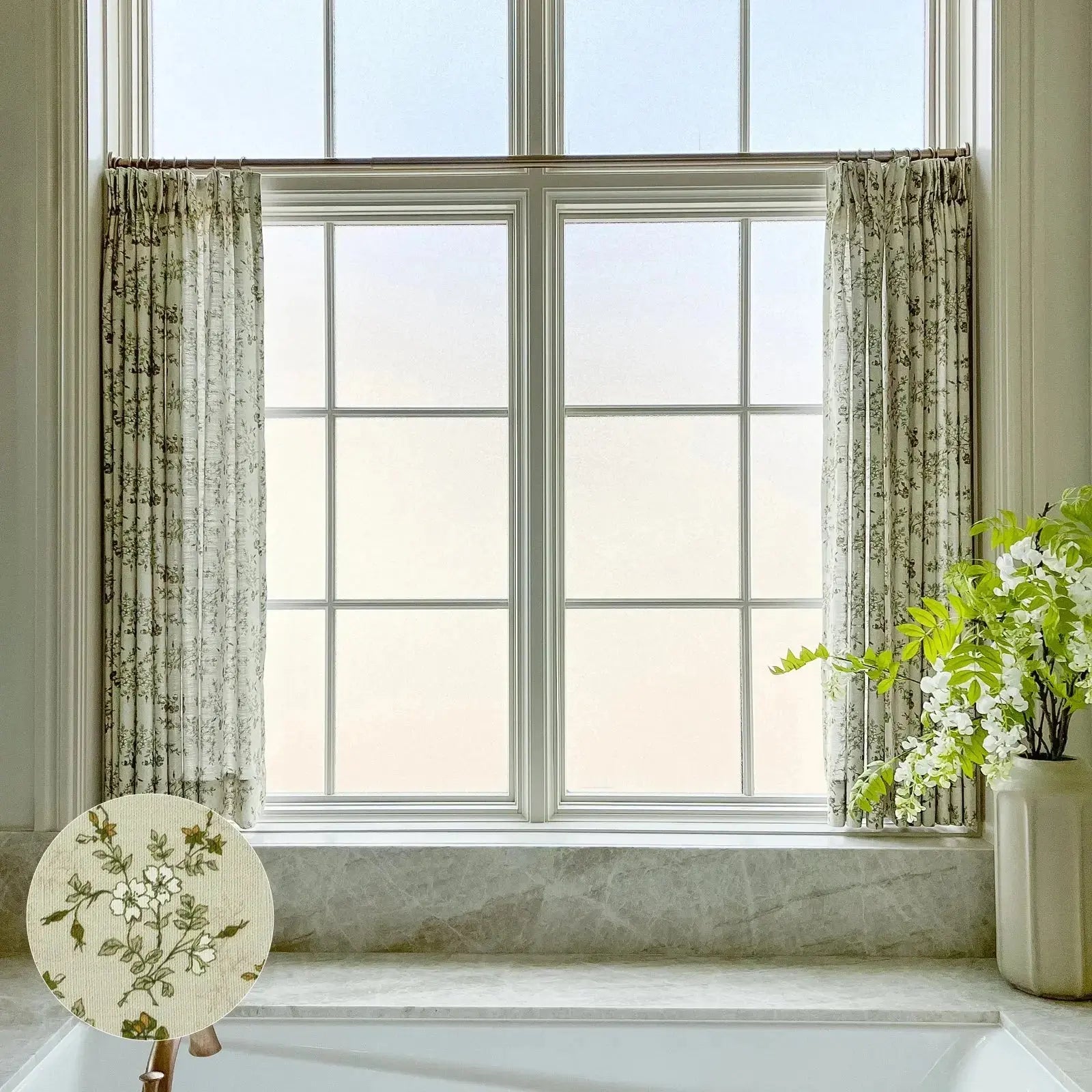 Sara Le x TWOPAGES Vintage Print Linen Pinch Pleated Cafe Curtain