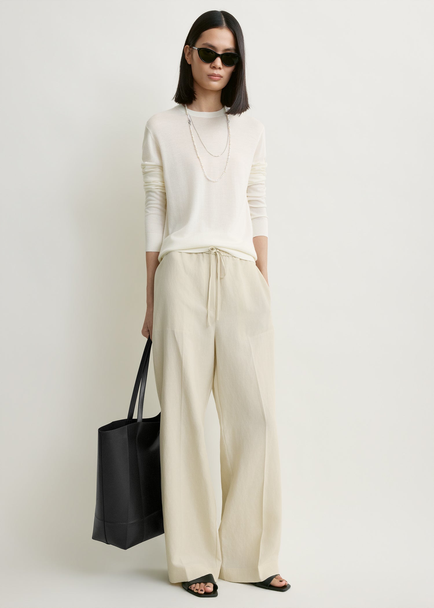 Toteme Studio Fluid drawstring trousers talc