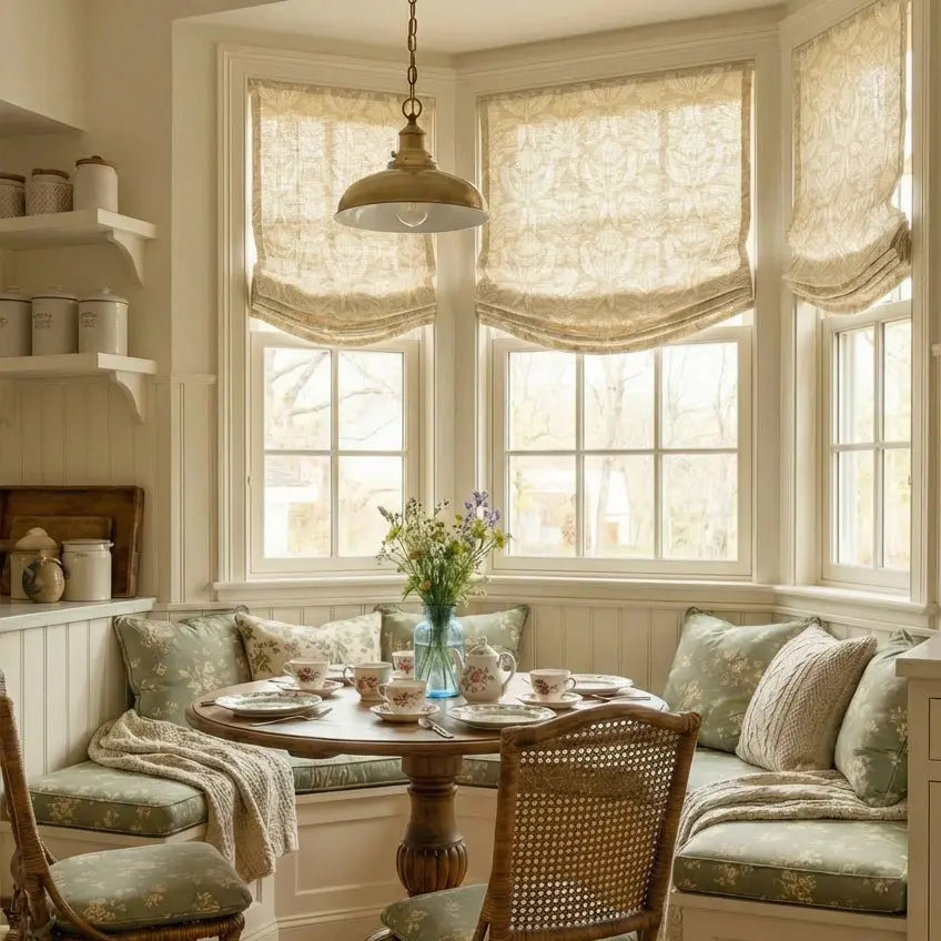 TWOPAGES Leah Berin Garden Botanical Relaxed Roman Shade
