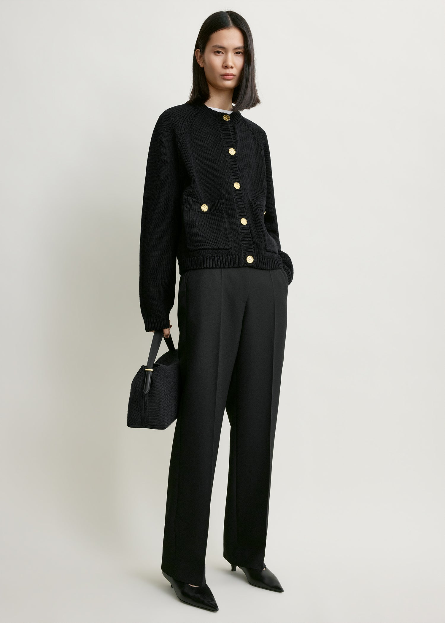 Toteme Studio Hammered button cotton cardigan black