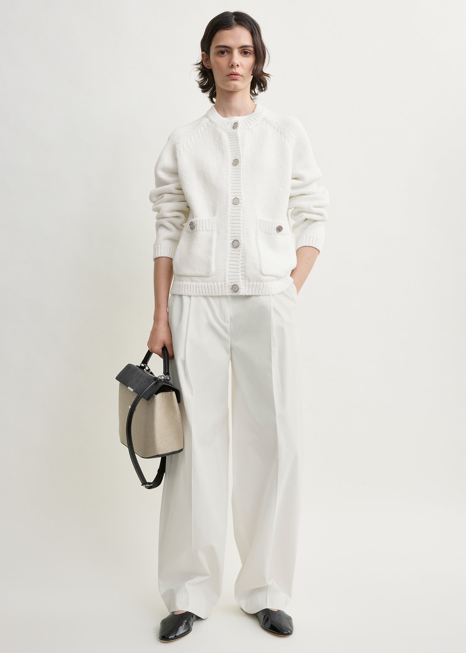 Toteme Studio Hammered button cotton cardigan white