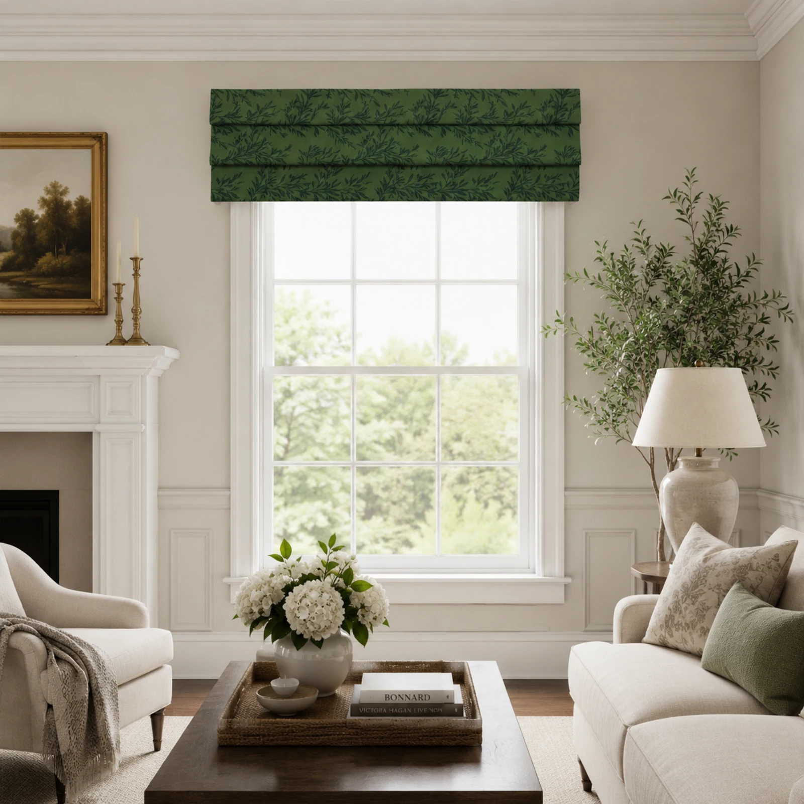 TWOPAGES Patterned Board Mounted Hobbled Roman Valance