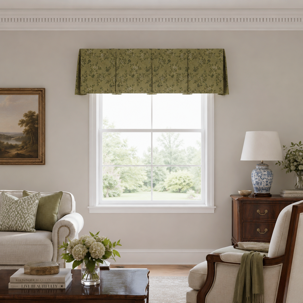 TWOPAGES Patterned Board Mounted Box Pleat Valance