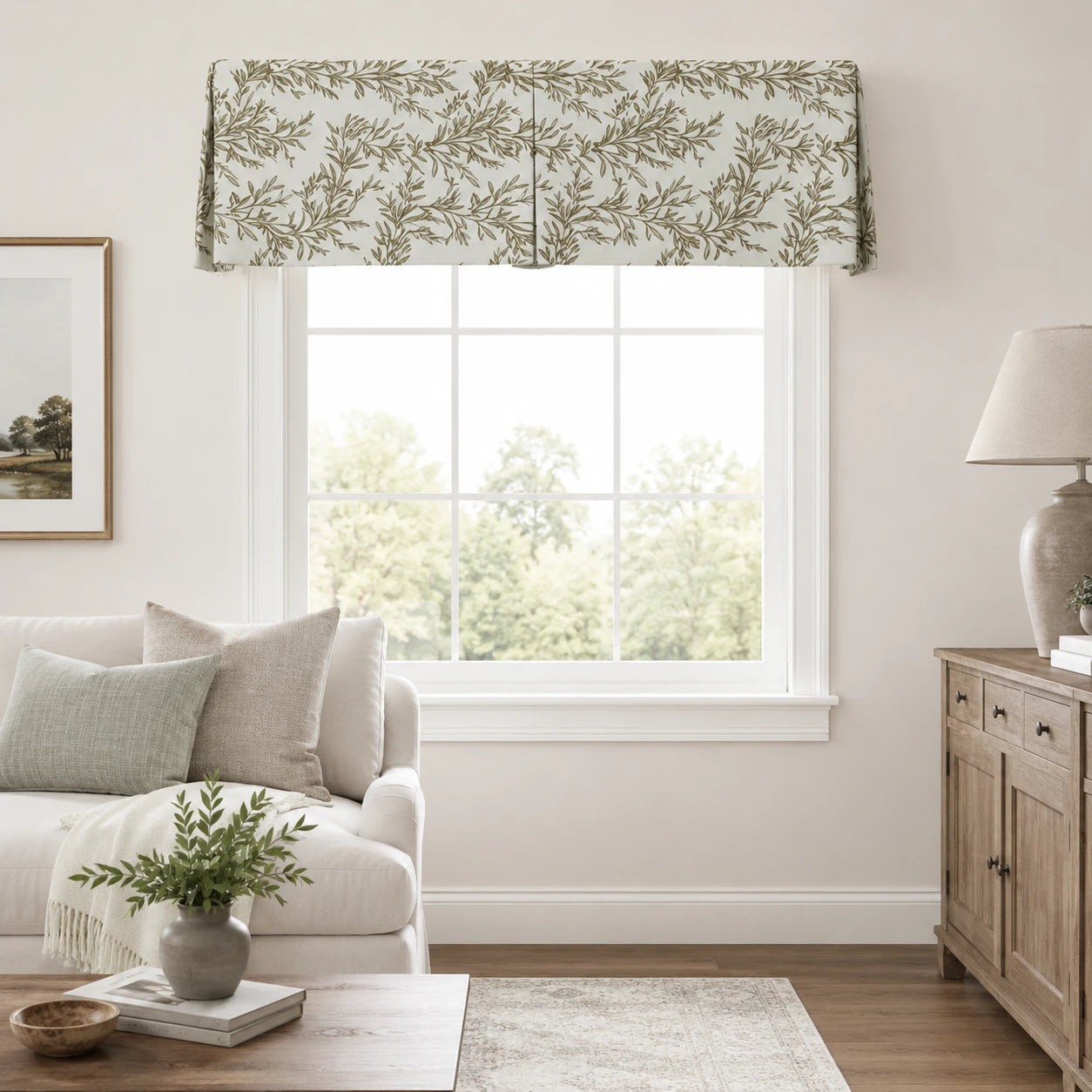 TWOPAGES Patterned Board Mounted Center Pleated Valance