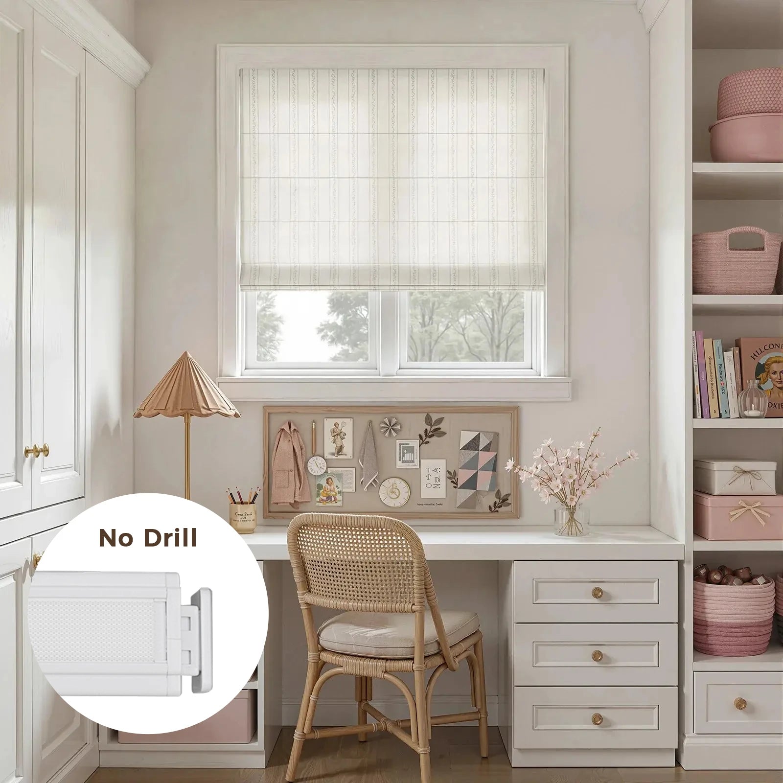 TWOPAGES Jyll Mackie Flat Fold No-Drill Roman Shade Cordless