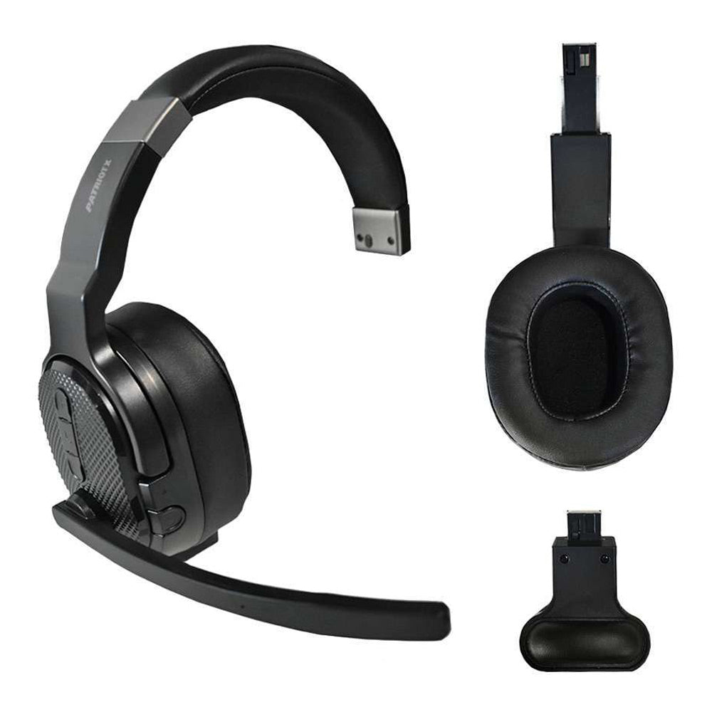Dashcam PATRIOTX Convertible Bluetooth Over the Head Headset! Single or Dual Ear Stereo Noise Canc