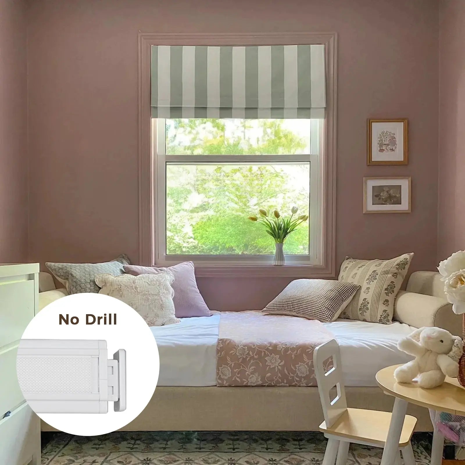 TWOPAGES Celia Patterned No-Drill Roman Shade Cordless