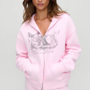 Frankies Bikinis Ventura Terry Zip Up Hoodie - Blushing
