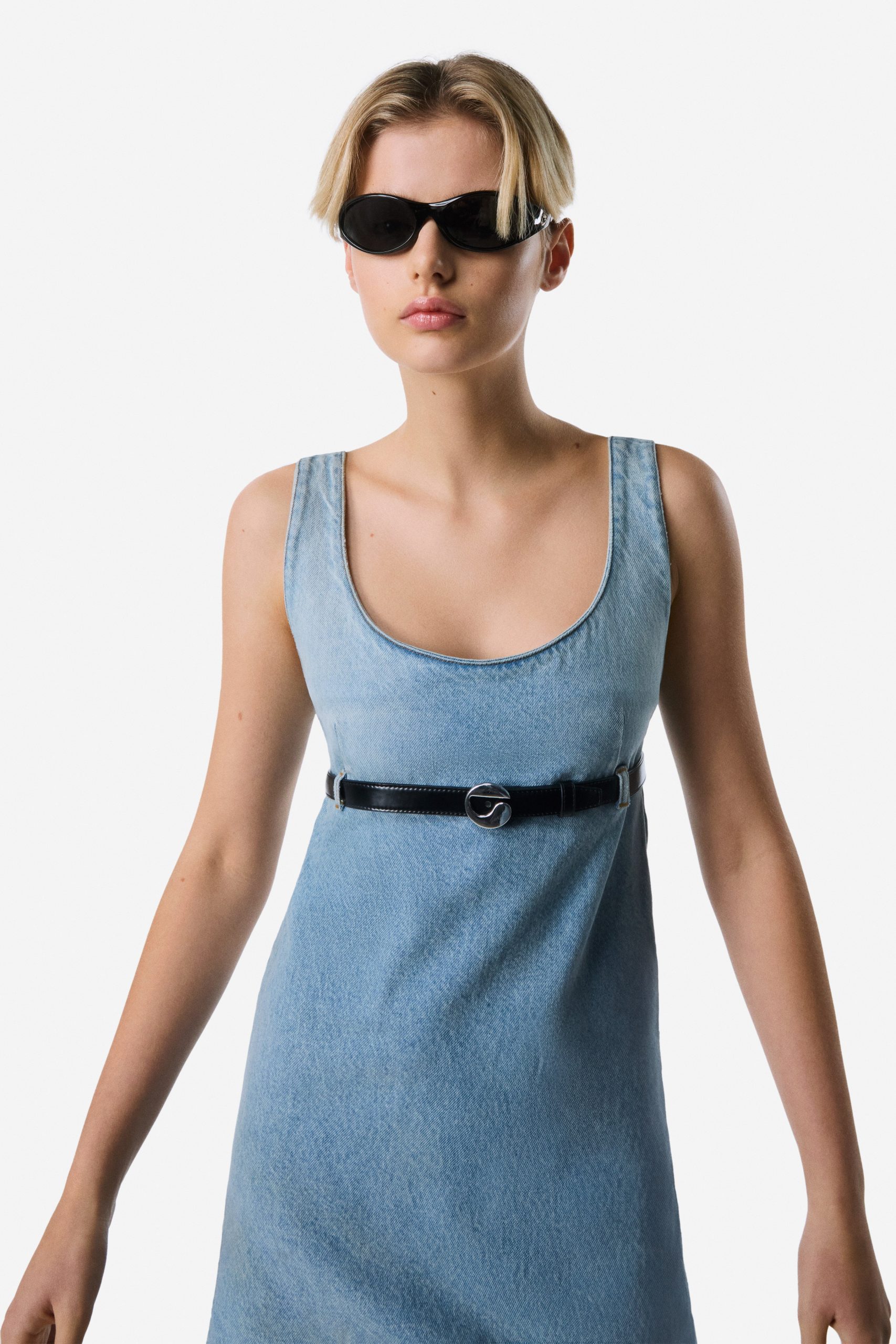 Coperni Belted Denim Mini Dress