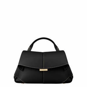Polene Paris Mokki Mini - Noir Coutures Ecrues Grainé