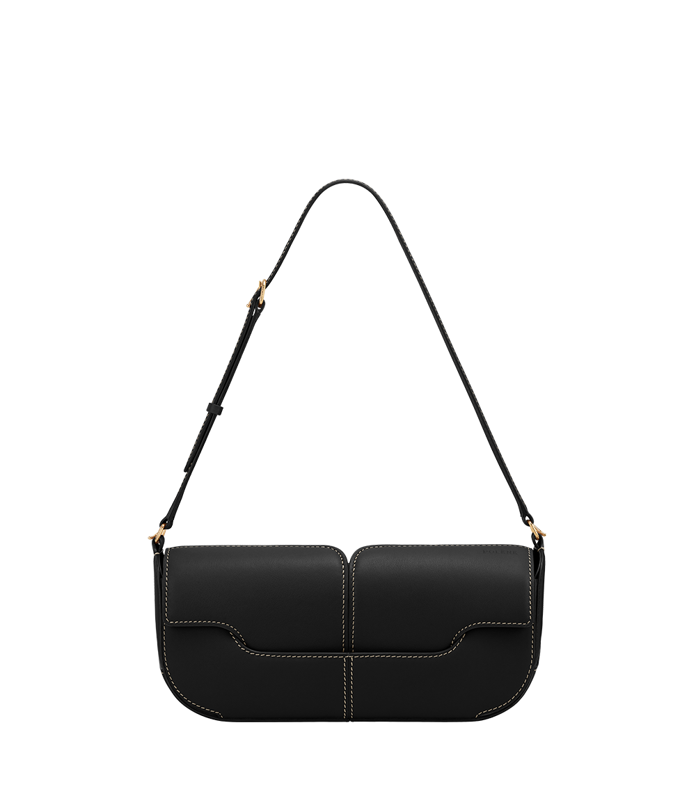 Polene Paris Osmo - Noir Coutures Écrues Lisse