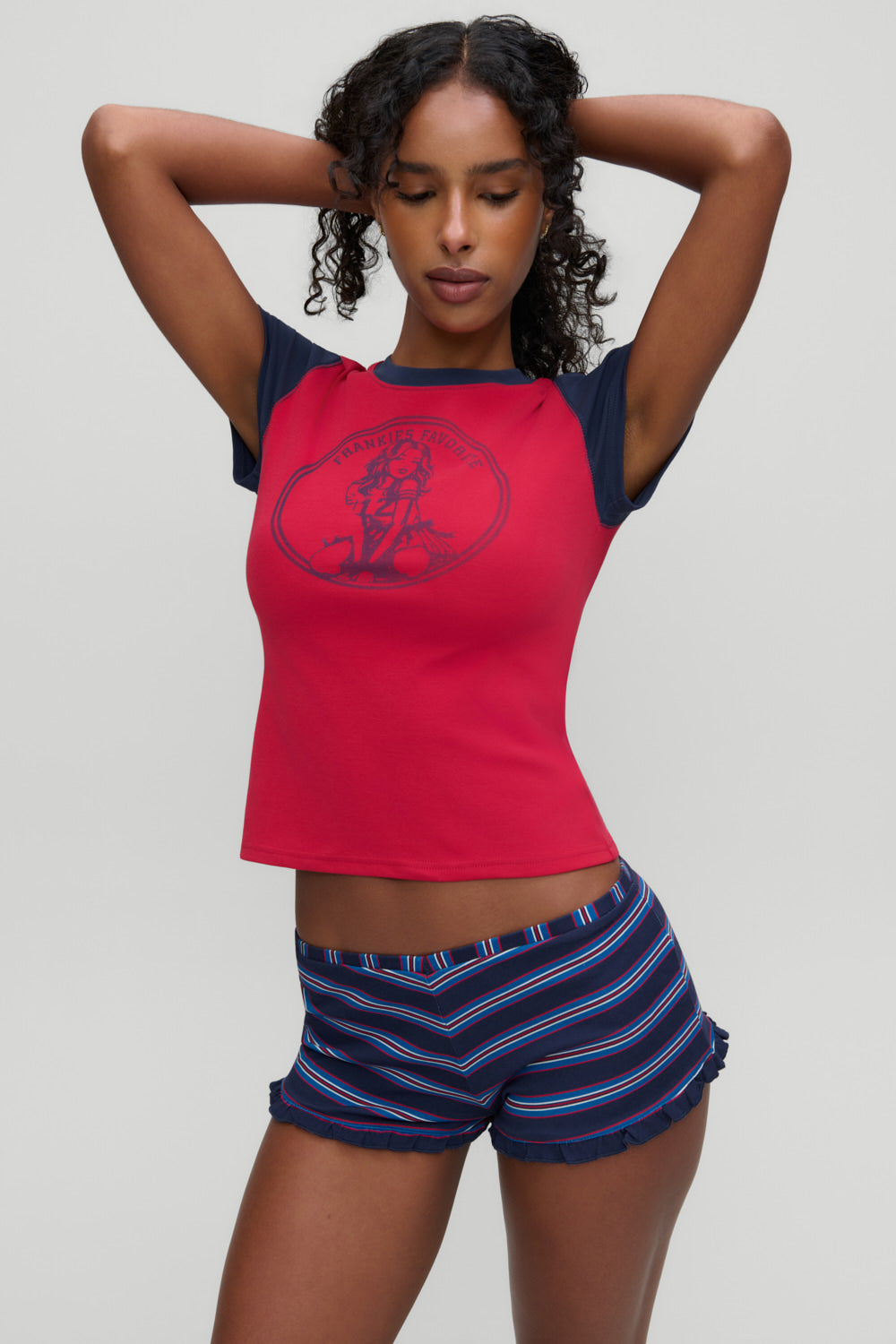 Frankies Bikinis Eva Cotton Ribbed Tee - Letterman