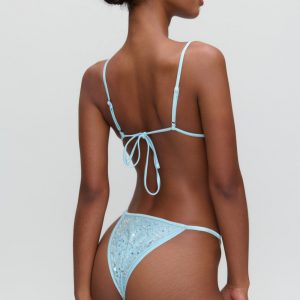 Frankies Bikinis x Devon Lee Carlson Luna Sequin Bikini Bottom - Blue Bloom