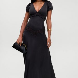 Frankies Bikinis x Devon Lee Carlson Girl Next Door Silk Maxi Dress - Noir