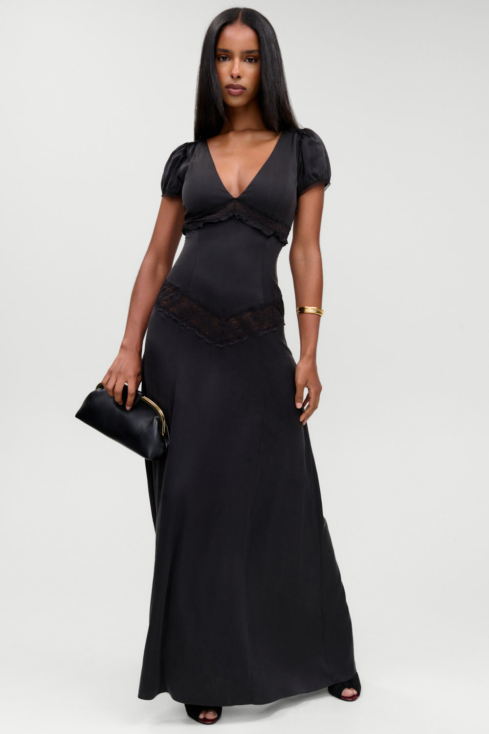Frankies Bikinis x Devon Lee Carlson Girl Next Door Silk Maxi Dress - Noir