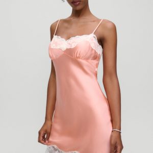 Frankies Bikinis x Devon Lee Carlson Liz Silk Slip Dress - Sunrise Peach