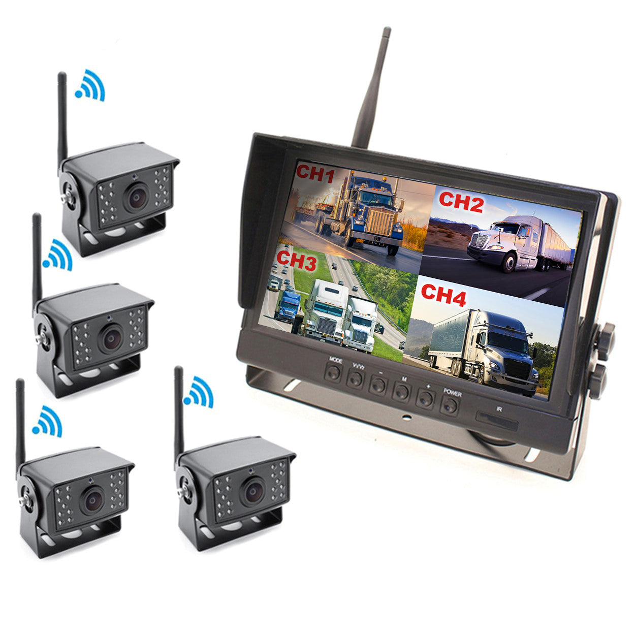 Dashcam 2nd Gen Digital Wireless 4 Channel DVR Multi-Cam System, 2-4 Wireless Cams, Heavy Duty, 20