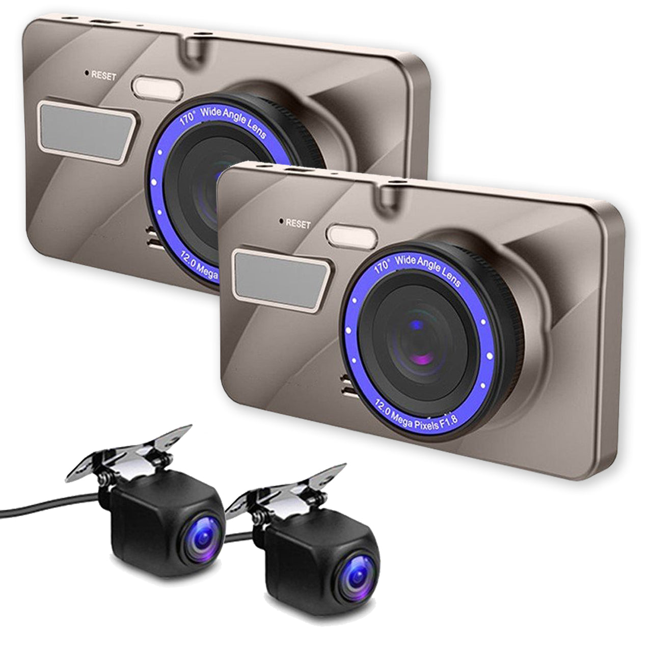 Dashcam Prime Gold Quad DVR Trucker Dash Cam with Touch Screen - Records 4 Viewpoints