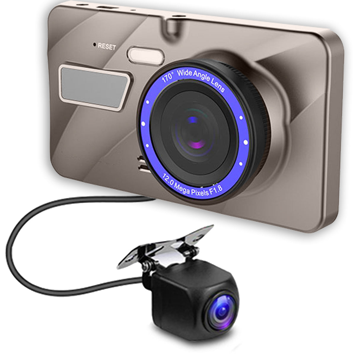 Dashcam Prime Gold Dual DVR Dash Cam with Touch Screen - 4th Gen 2 Cam System