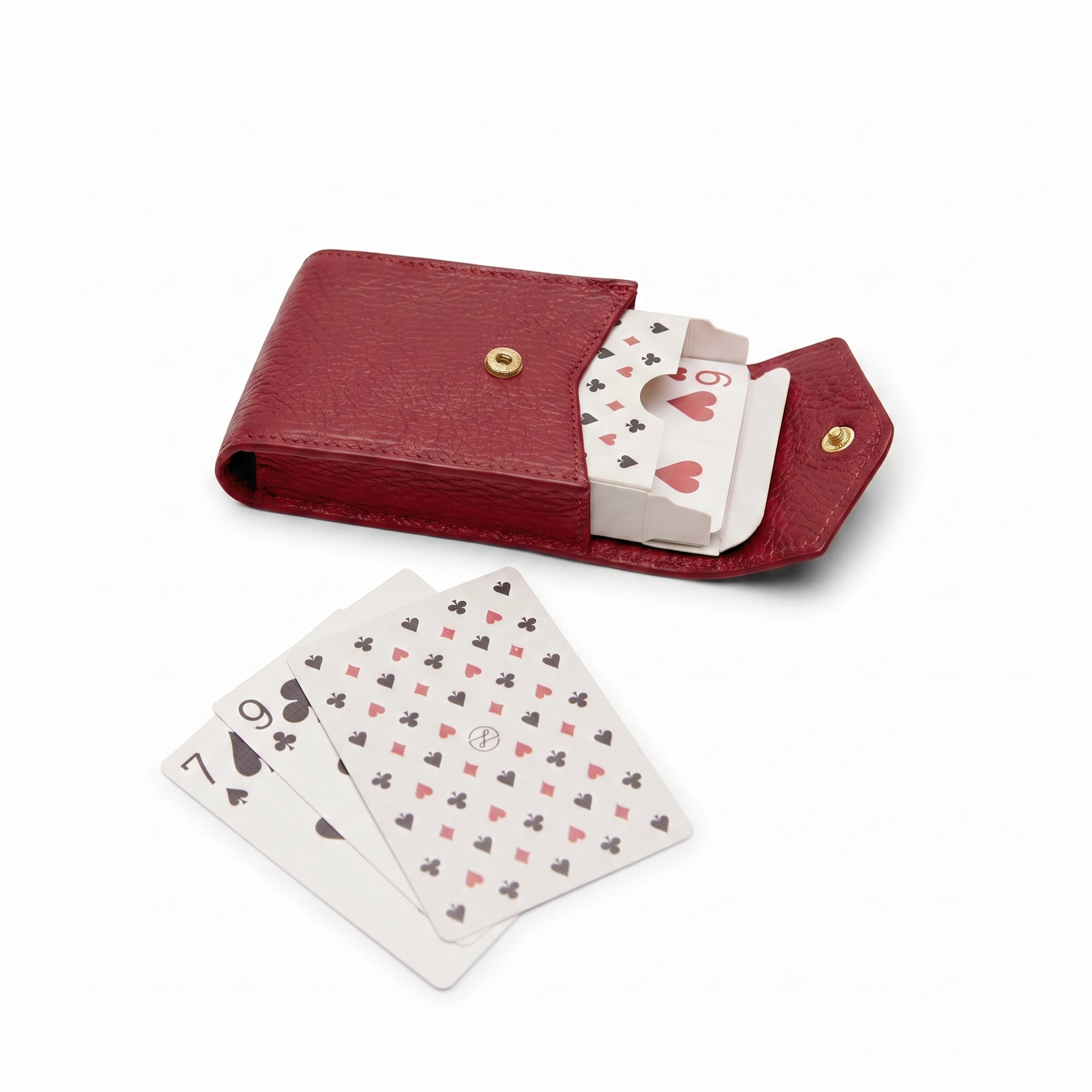 Leatherology Portable Single Playing Card Case Garnet Red