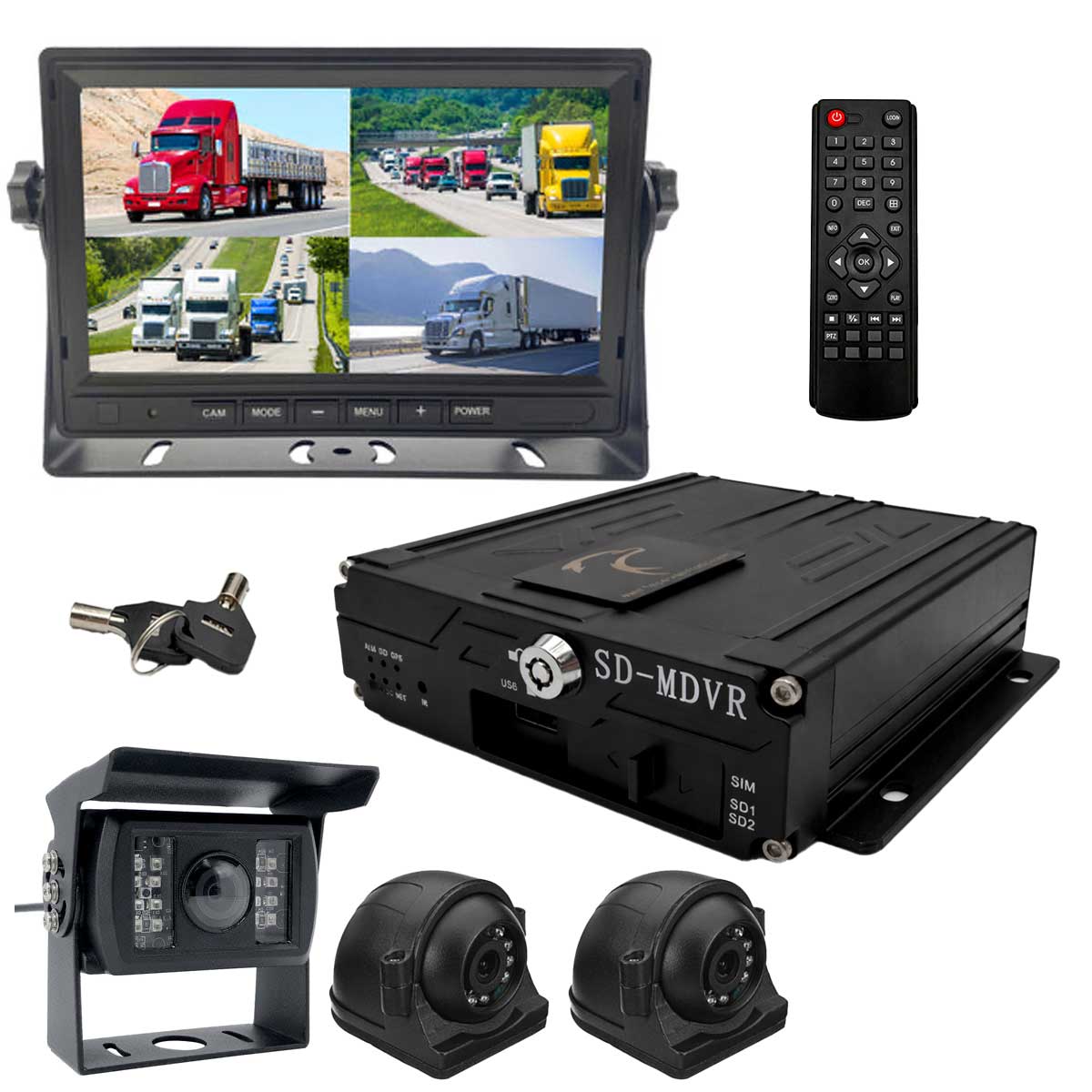 Dashcam Black Box 1080P Dash Cam, 3-4 Cam MDVR System, For Fleets/ Truckers